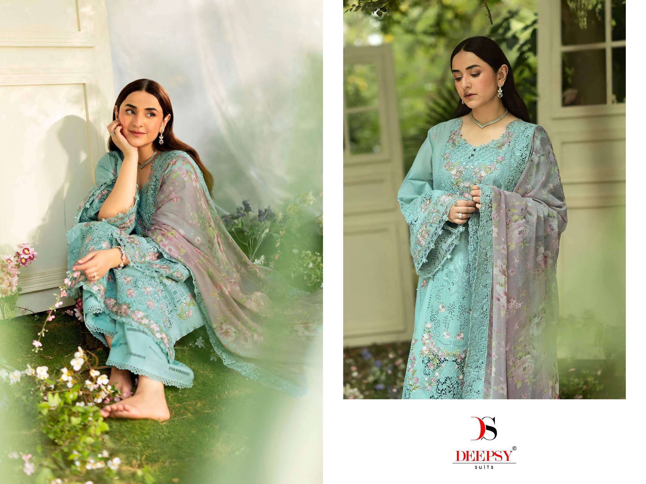 ELAF  Premium-6 Luxury Lawn by  DEEPSY SUITS 2041 to 2046 series Indian Pakistani ethnic wear Pure cotton At Wholesale Price